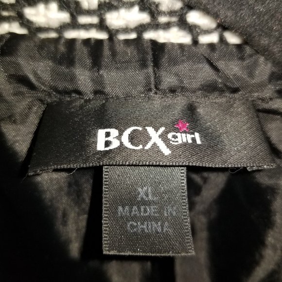 BCXgirl Black & White Wool Coat Sz XL/M - Picture 7 of 12